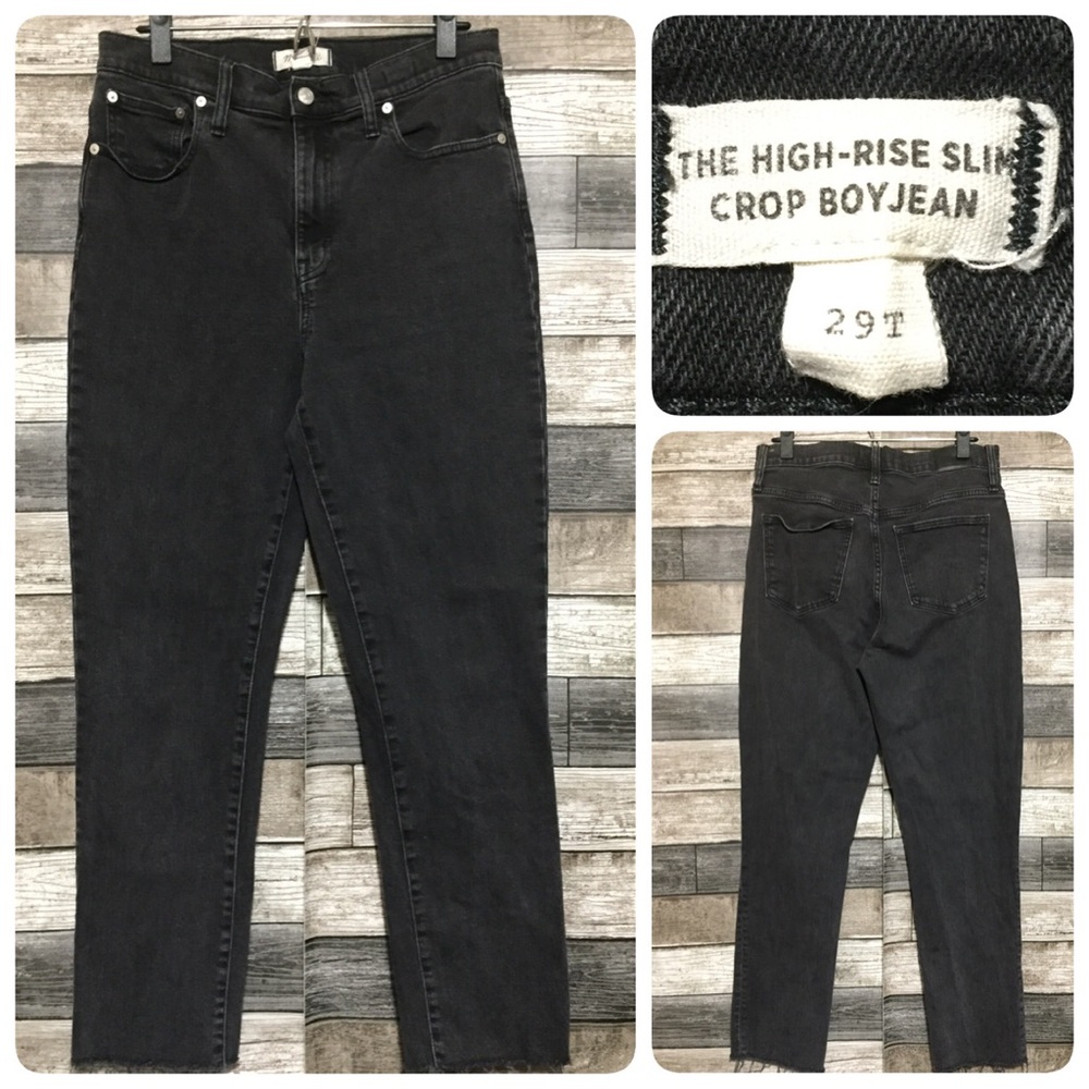 Madewell High Rise Slim Crop Boy Jean Women’s 29T Gray Raw Hem (Inseam 27)